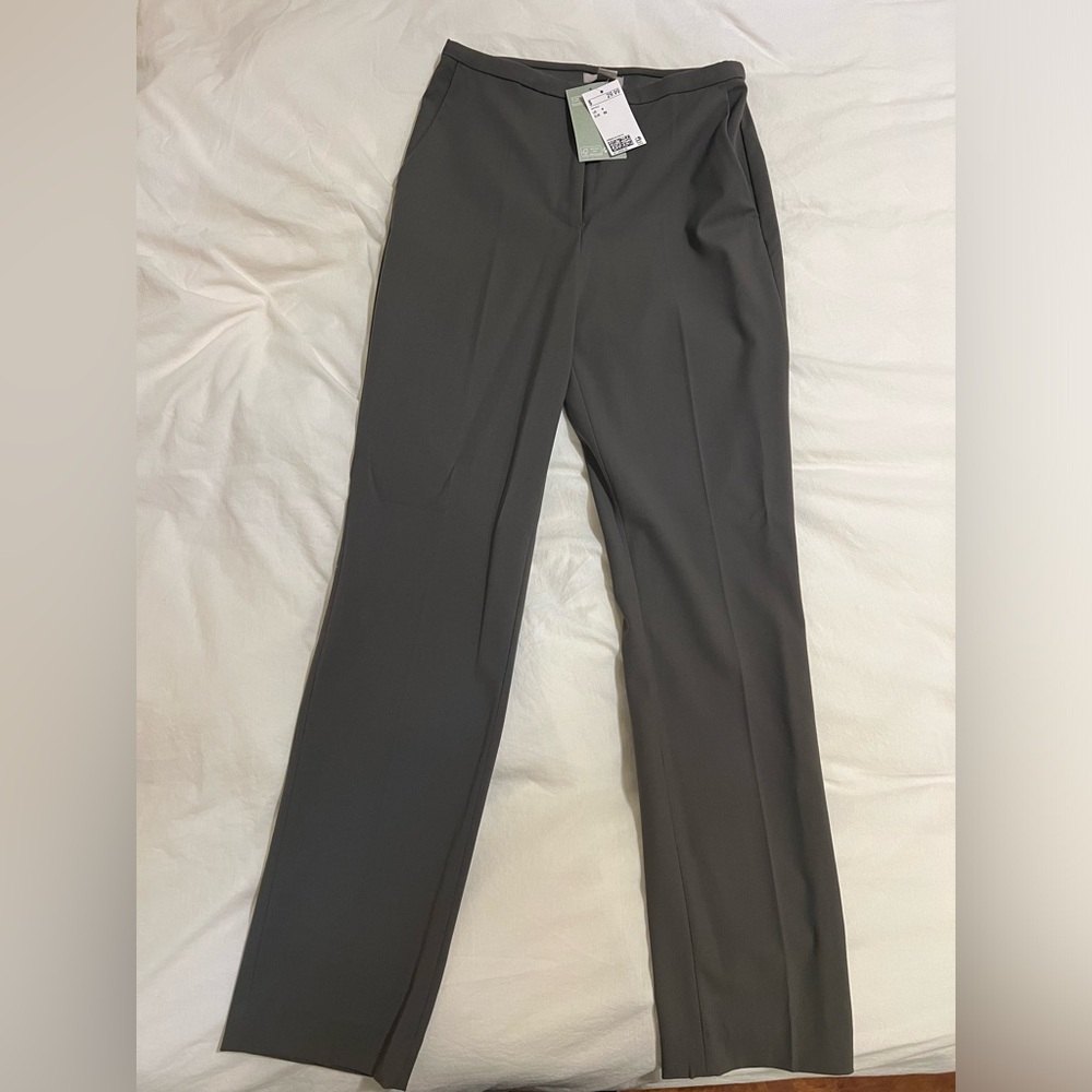 H&M olive green straight leg dress pants